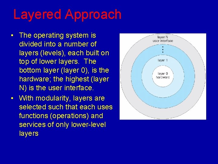 Layered Approach • The operating system is divided into a number of layers (levels),