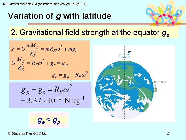 6. 2 Gravitational field and gravitational field strength (SB p. 211) Variation of g