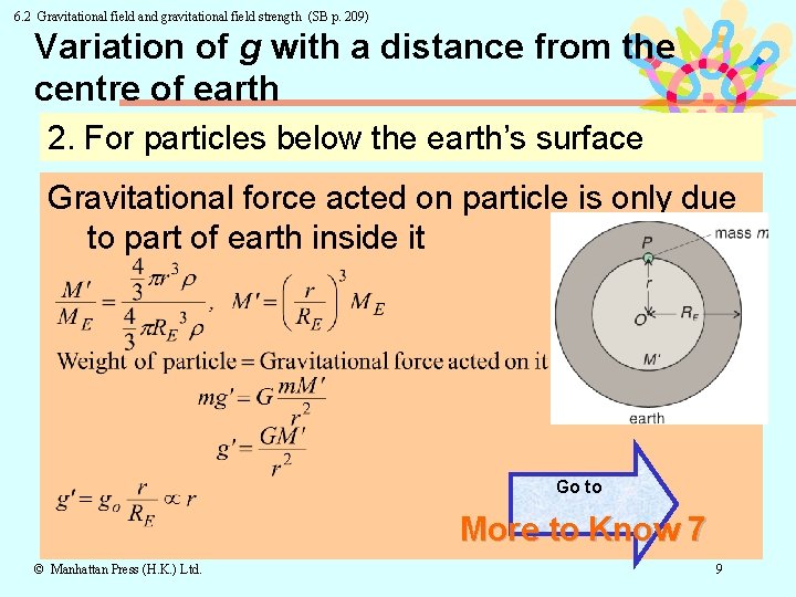 6. 2 Gravitational field and gravitational field strength (SB p. 209) Variation of g