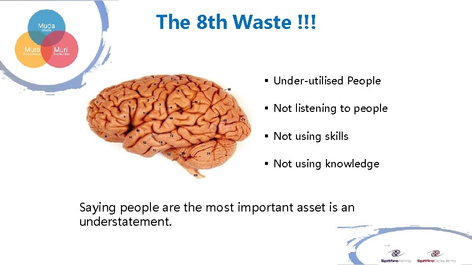 The 8 th Waste !!! § Under-utilised People § Not listening to people § The 8 th Waste !!! § Under-utilised People § Not listening to people §