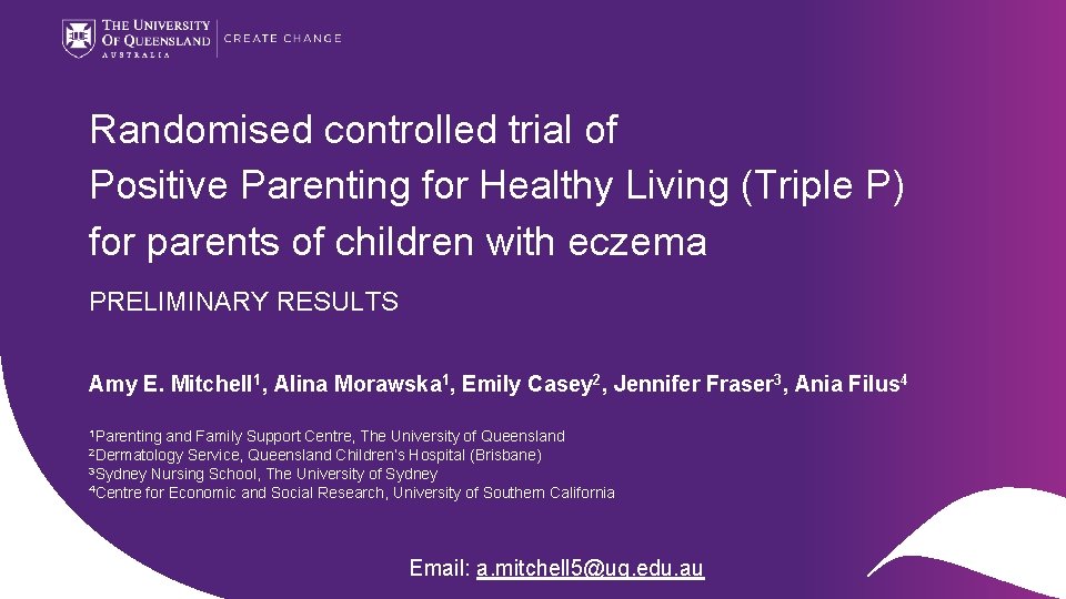 Randomised controlled trial of Positive Parenting for Healthy Living (Triple P) for parents of