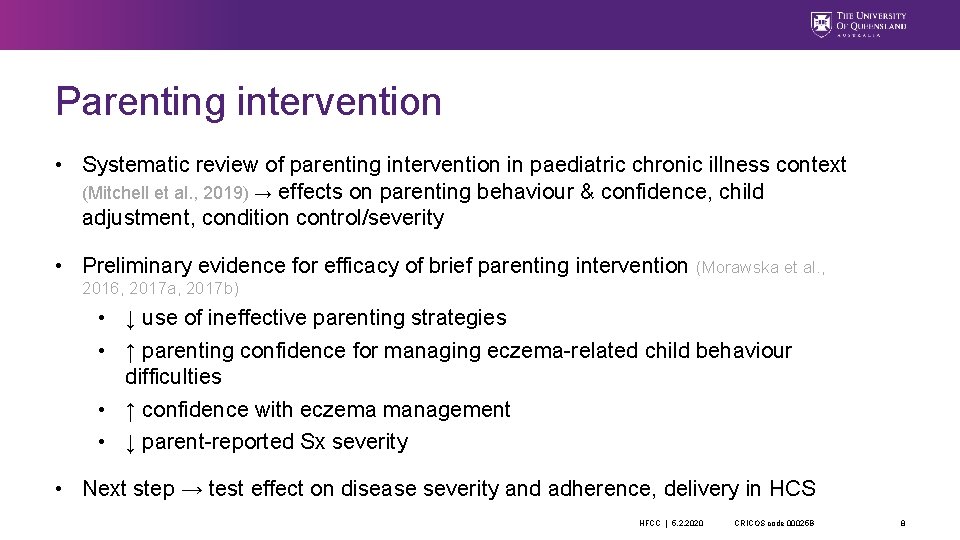 Parenting intervention • Systematic review of parenting intervention in paediatric chronic illness context (Mitchell