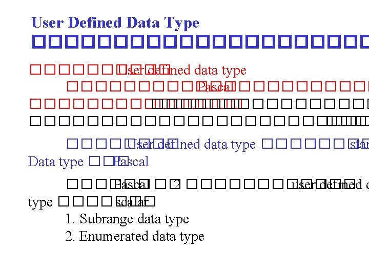 User Defined Data Type ����������� User defined data type �������� Pascal ������������������ �������� User