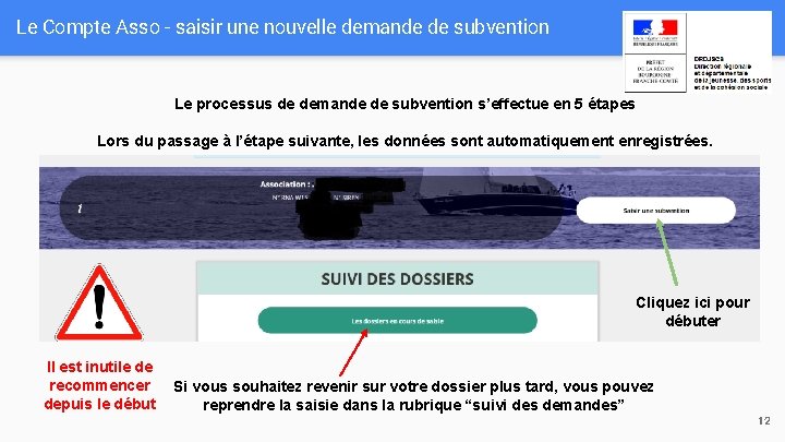 Le Compte Asso - saisir une nouvelle demande de subvention Le processus de demande