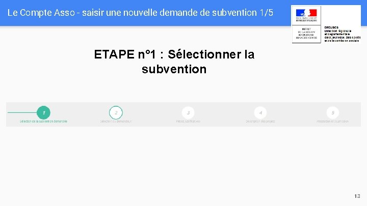 Le Compte Asso - saisir une nouvelle demande de subvention 1/5 ETAPE n° 1