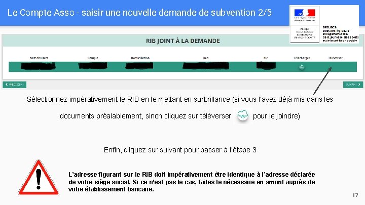 Le Compte Asso - saisir une nouvelle demande de subvention 2/5 Sélectionnez impérativement le