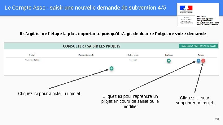 Le Compte Asso - saisir une nouvelle demande de subvention 4/5 Il s’agit ici