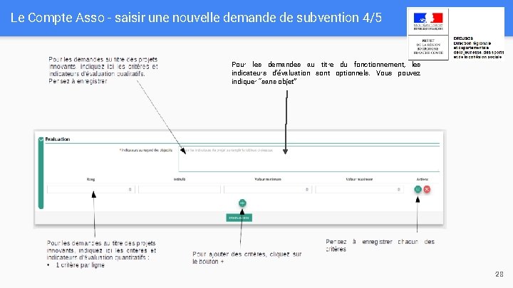 Le Compte Asso - saisir une nouvelle demande de subvention 4/5 Pour les demandes