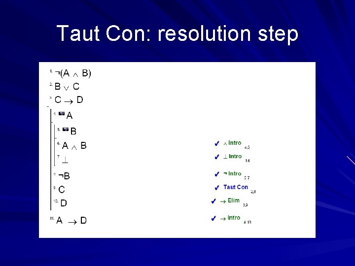 Taut Con: resolution step 