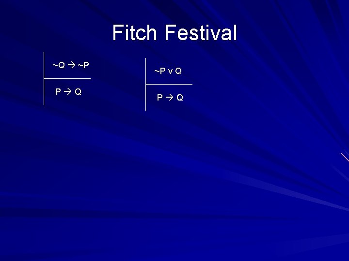 Fitch Festival ~Q ~P P Q ~P v Q P Q 
