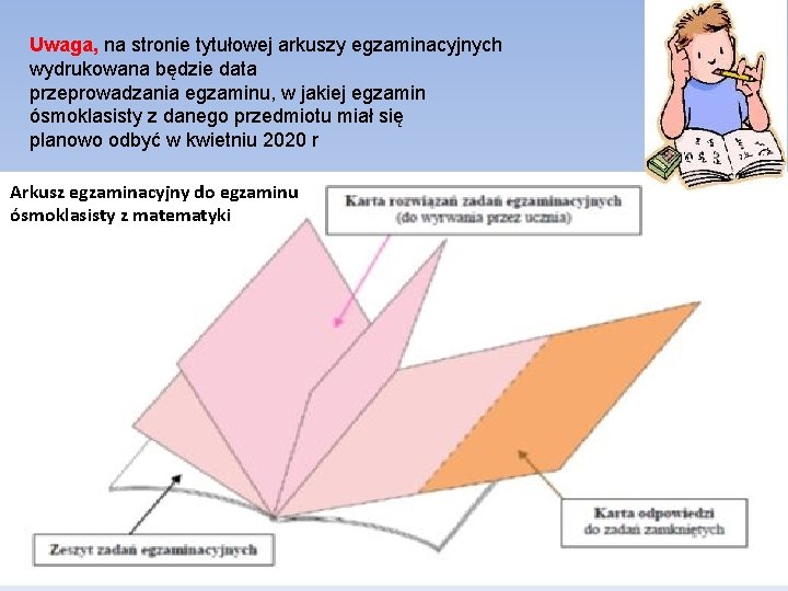 Uwaga, na stronie tytułowej arkuszy egzaminacyjnych wydrukowana będzie data przeprowadzania egzaminu, w jakiej egzamin