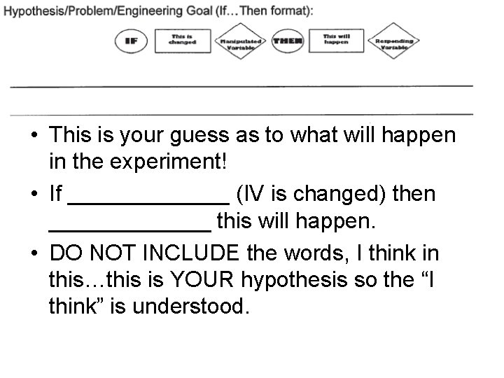  • This is your guess as to what will happen in the experiment!