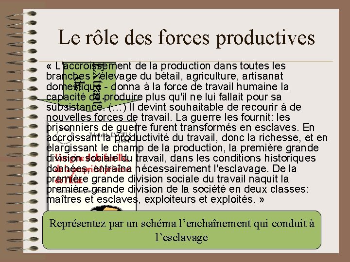 Le rôle des forces productives Extrait de « L'accroissement de la production dans toutes