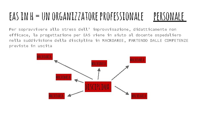 eas in h = un organizzatore professionale personale Per sopravvivere allo stress dell’ improvvisazione,