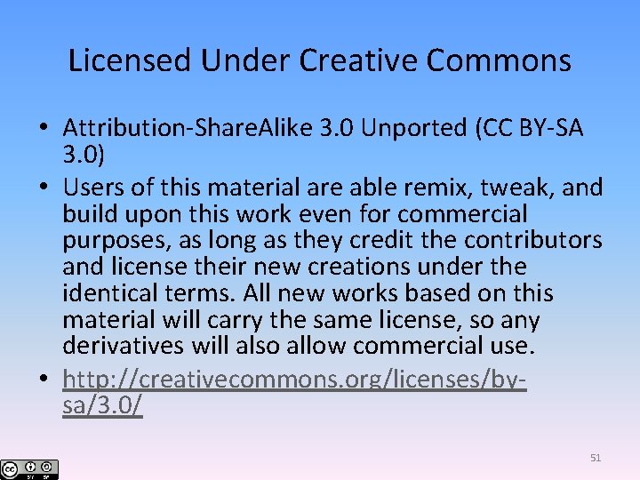 Licensed Under Creative Commons • Attribution-Share. Alike 3. 0 Unported (CC BY-SA 3. 0)