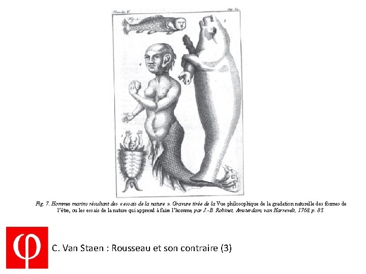 Fig. 7. Hommes marins résultant des « essais de la nature » . Gravure