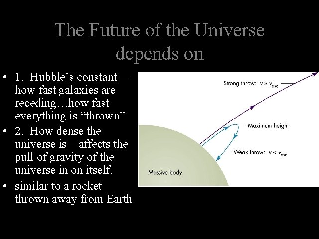 The Future of the Universe depends on • 1. Hubble’s constant— how fast galaxies