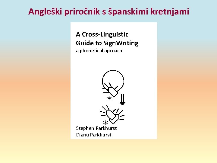 Angleški priročnik s španskimi kretnjami A Cross-Linguistic Guide to Sign. Writing a phonetical aproach