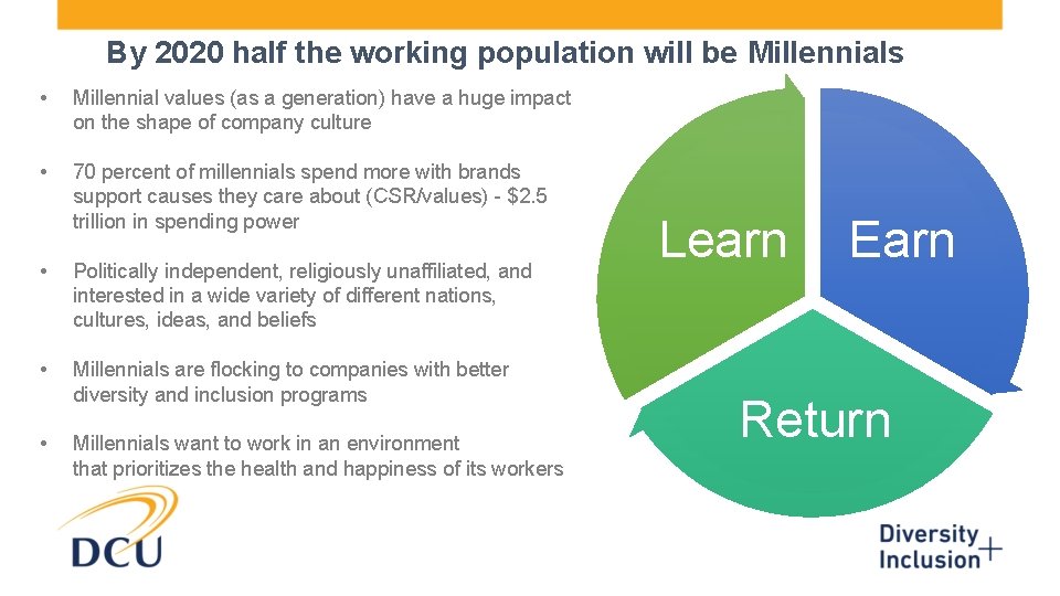 By 2020 half the working population will be Millennials • Millennial values (as a By 2020 half the working population will be Millennials • Millennial values (as a