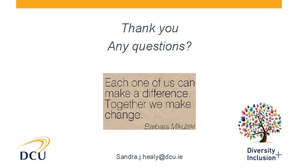 Thank you Any questions? Sandra. j. healy@dcu. ie Thank you Any questions? Sandra. j. healy@dcu. ie