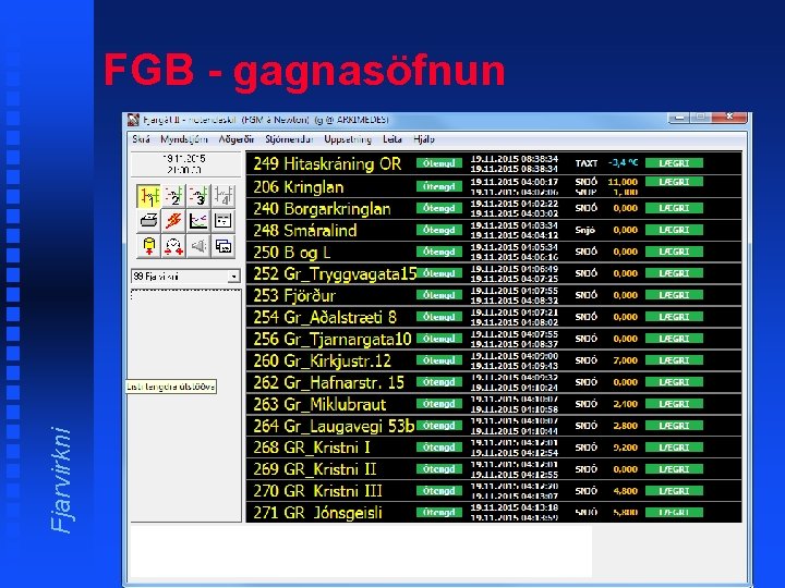 Fjarvirkni FGB - gagnasöfnun 