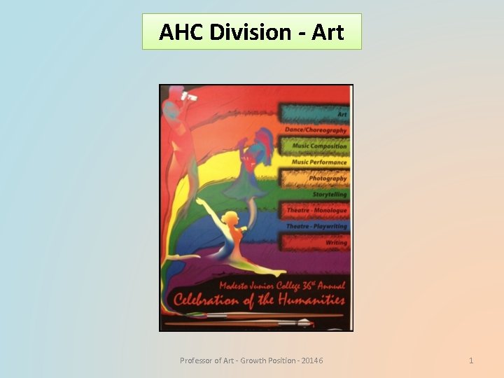 AHC Division - Art Professor of Art - Growth Position - 20146 1 