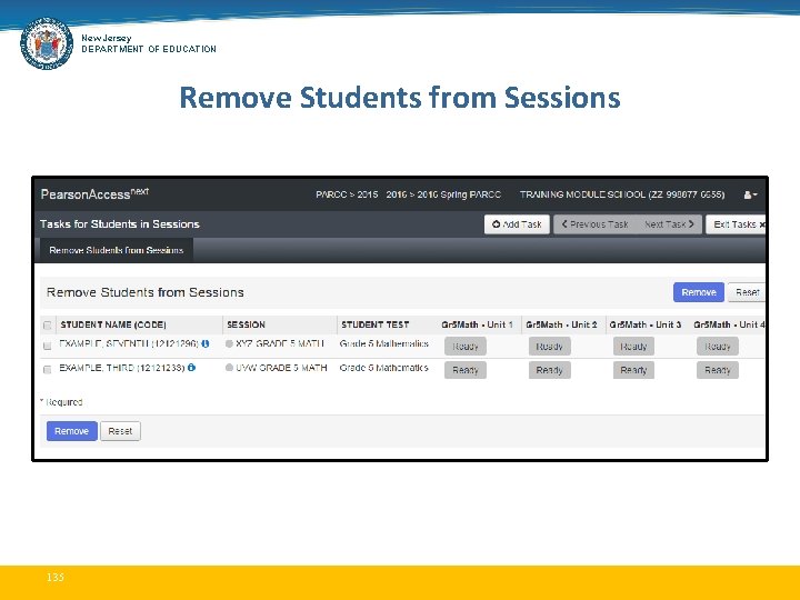 New Jersey DEPARTMENT OF EDUCATION Remove Students from Sessions 135 