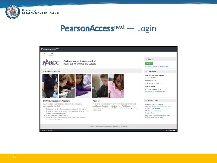 New Jersey DEPARTMENT OF EDUCATION Pearson. Accessnext — Login 55 