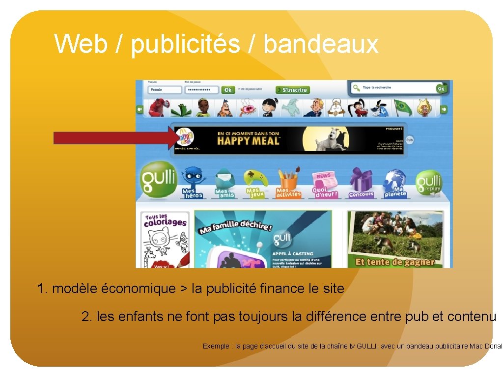 Web / publicités / bandeaux 1. modèle économique > la publicité finance le site
