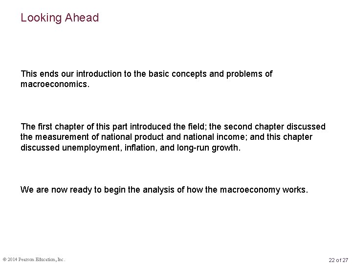 Looking Ahead This ends our introduction to the basic concepts and problems of macroeconomics.