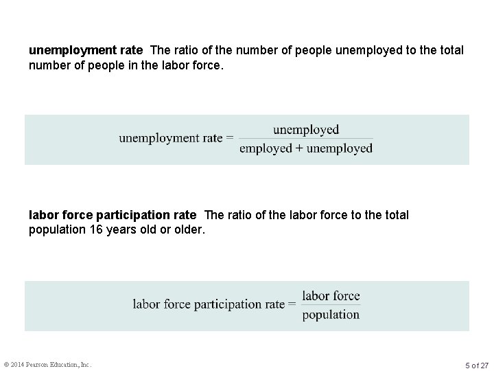 unemployment rate The ratio of the number of people unemployed to the total number