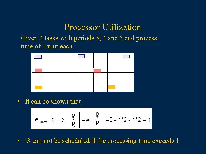 Processor Utilization Given 3 tasks with periods 3, 4 and 5 and process time