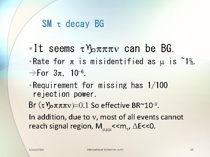 SM t decay BG • It seems tgpppn can be BG. • Rate for