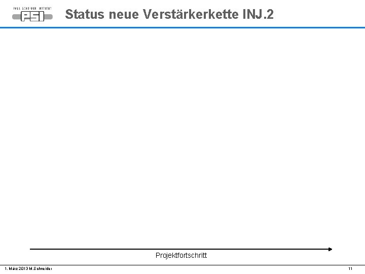 Status neue Verstärkerkette INJ. 2 Projektfortschritt 1. März 2013 M. Schneider 11 