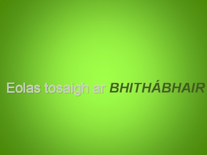 Eolas tosaigh ar BHITHÁBHAIR 