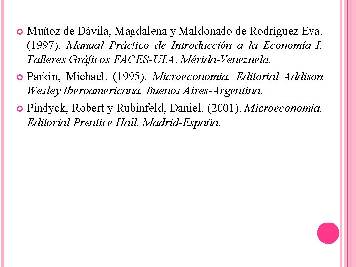 Muñoz de Dávila, Magdalena y Maldonado de Rodríguez Eva. (1997). Manual Práctico de Introducción