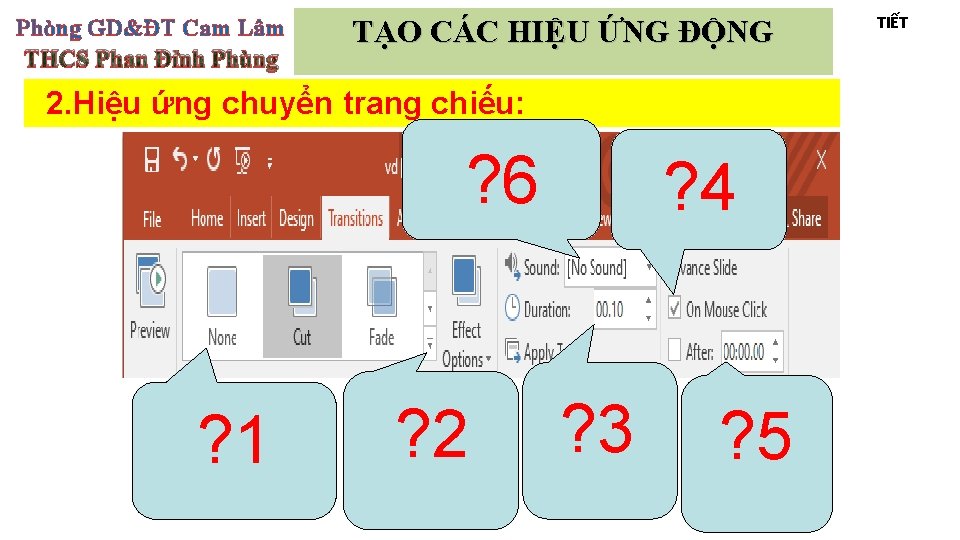 Phòng GD&ĐT Cam Lâm THCS Phan Đình Phùng TẠO CÁC HIỆU ỨNG ĐỘNG 2.