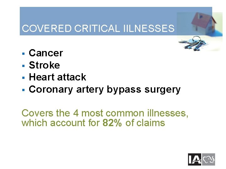 COVERED CRITICAL IILNESSES § § Cancer Stroke Heart attack Coronary artery bypass surgery Covers