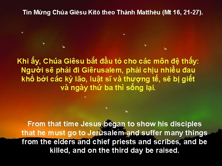 Tin Mừng Chúa Giêsu Kitô theo Thánh Matthêu (Mt 16, 21 -27). Khi ấy,