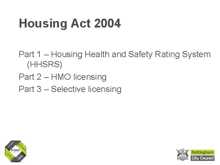 Housing Act 2004 Part 1 – Housing Health and Safety Rating System (HHSRS) Part