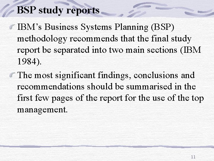 Implementing Bsp Strategic Information Systems CBSM 4203 TOPIC 6 IMPLEMENTING