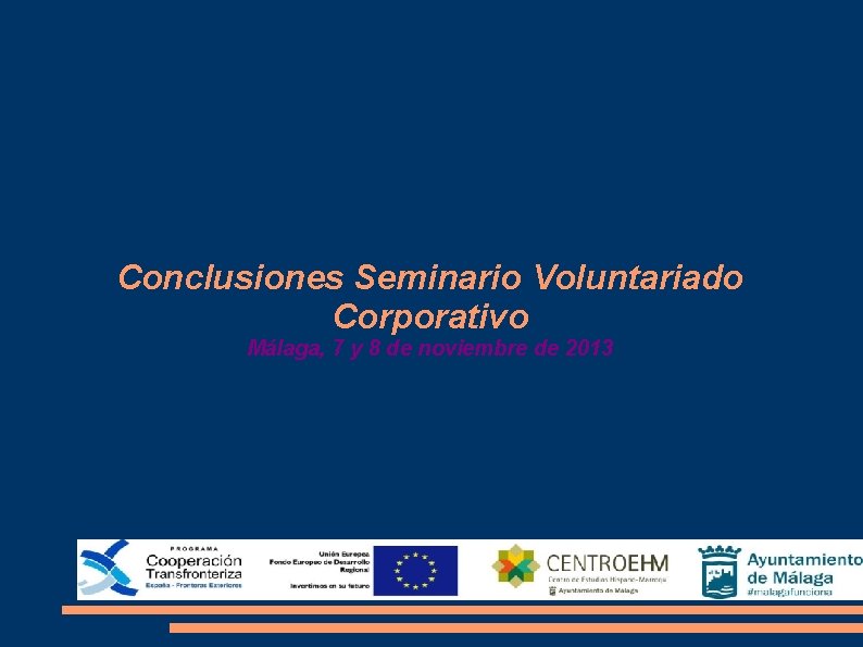 Conclusiones Seminario Voluntariado Corporativo Málaga, 7 y 8 de noviembre de 2013 