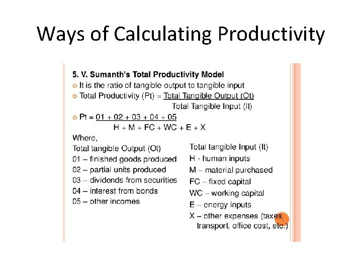 Ways of Calculating Productivity 