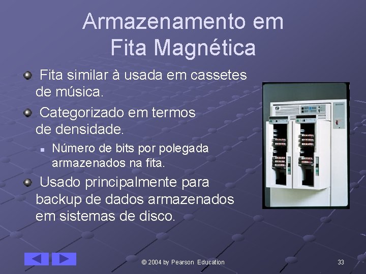 Armazenamento em Fita Magnética Fita similar à usada em cassetes de música. Categorizado em