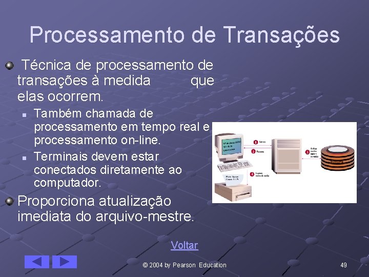 Processamento de Transações Técnica de processamento de transações à medida que elas ocorrem. n