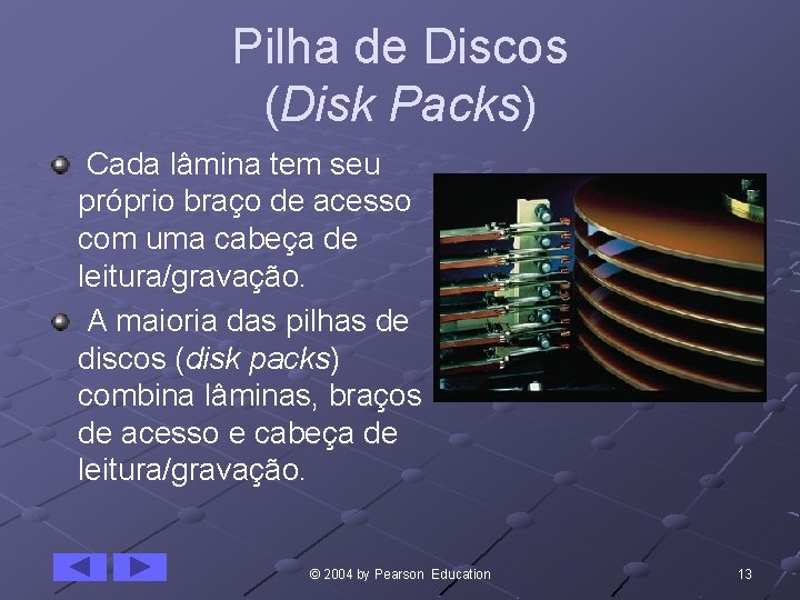 Pilha de Discos (Disk Packs) Cada lâmina tem seu próprio braço de acesso com