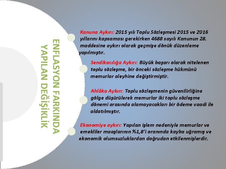 ENFLASYON FARKINDA YAPILAN DEĞİŞİKLİK Kanuna Aykırı: 2015 yılı Toplu Sözleşmesi 2015 ve 2016 yıllarını