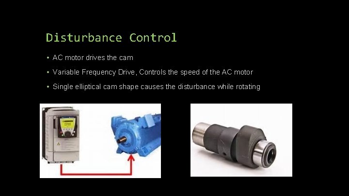 Disturbance Control • AC motor drives the cam • Variable Frequency Drive, Controls the Disturbance Control • AC motor drives the cam • Variable Frequency Drive, Controls the