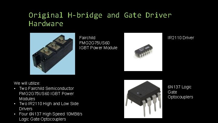 Original H-bridge and Gate Driver Hardware Fairchild FMG 2 G 75 US 60 IGBT Original H-bridge and Gate Driver Hardware Fairchild FMG 2 G 75 US 60 IGBT