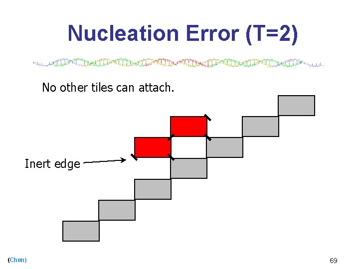 Nucleation Error (T=2) No other tiles can attach. Inert edge (Chen) 69 